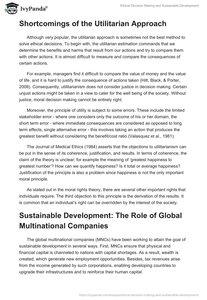 Ethical Decision Making and Sustainable Development. Page 4