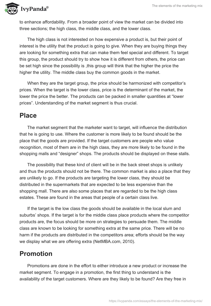 The elements of the marketing mix. Page 2