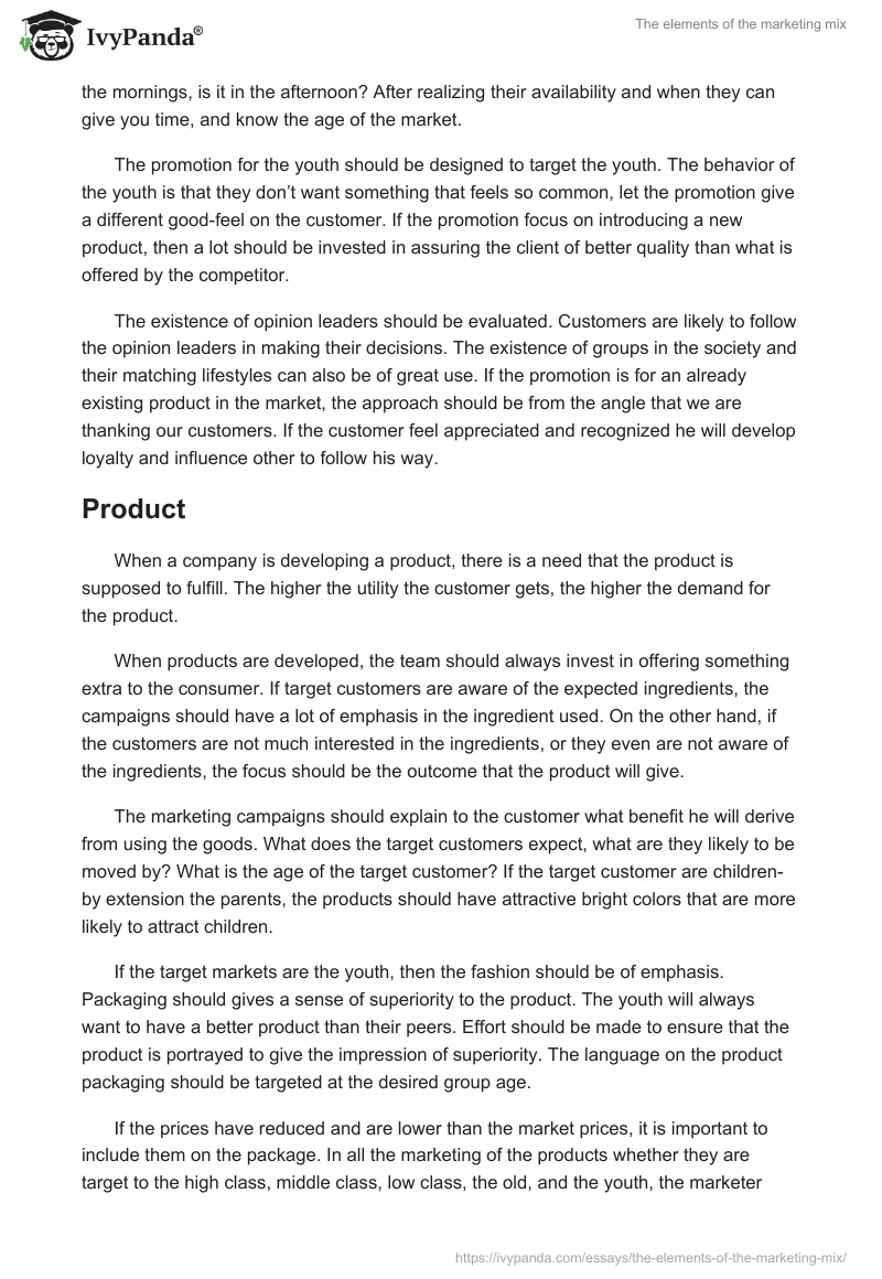 The elements of the marketing mix. Page 3