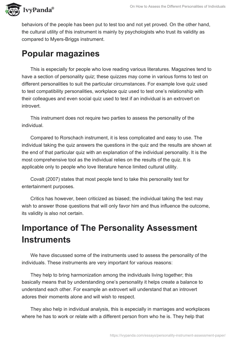On How to Assess the Different Personalities of Individuals. Page 4