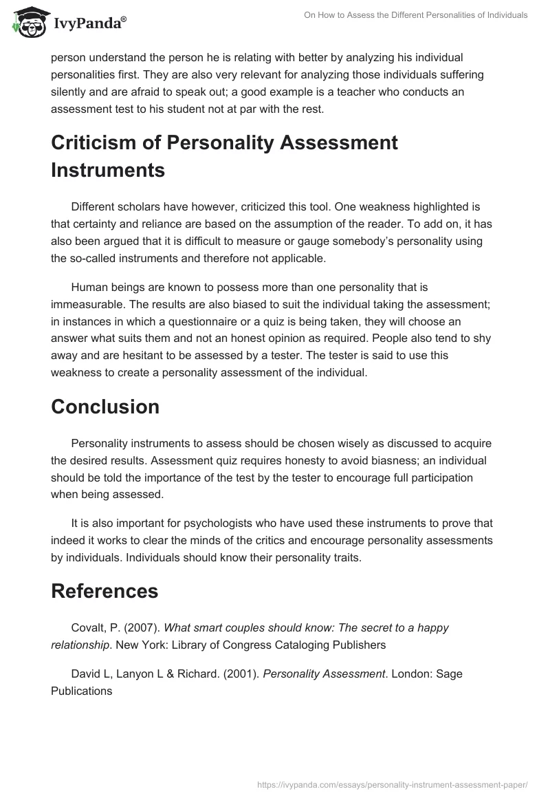 On How to Assess the Different Personalities of Individuals. Page 5