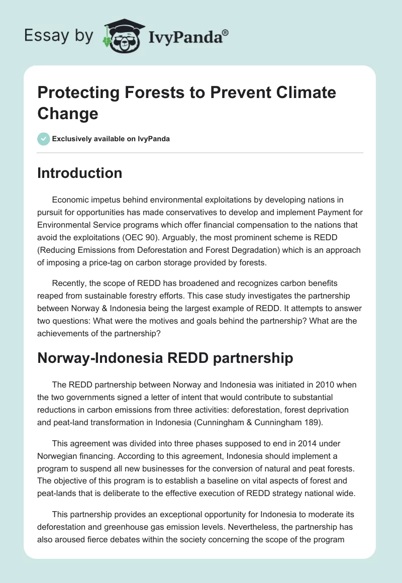 Protecting Forests to Prevent Climate Change. Page 1