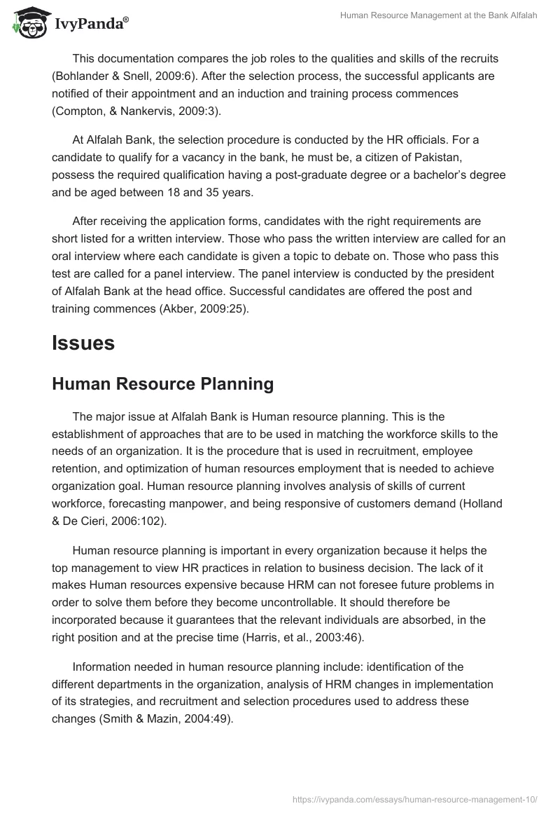 Human Resource Management at the Bank Alfalah. Page 3