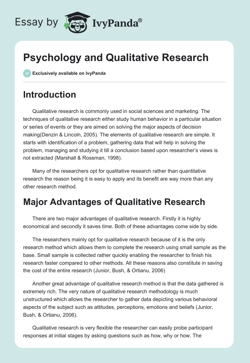 Psychology and Qualitative Research. Page 1