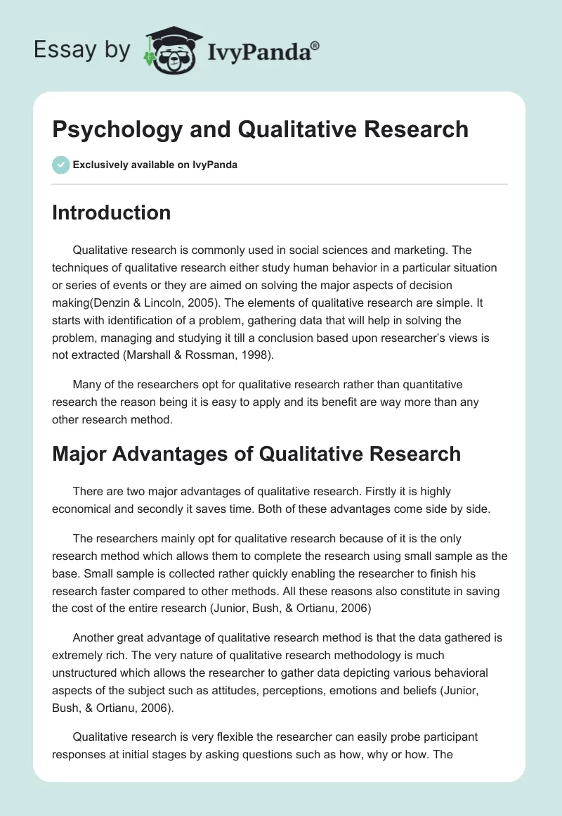 examples of qualitative research topics in psychology