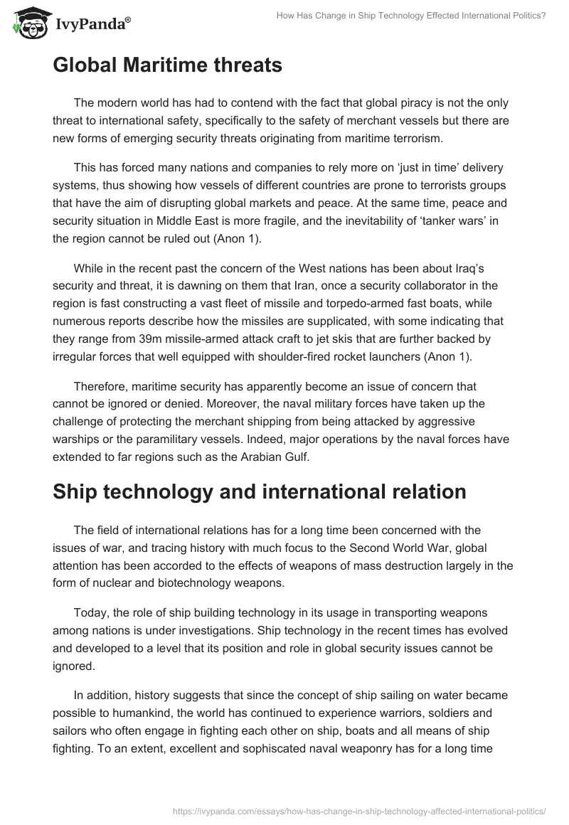 How Has Change in Ship Technology Effected International Politics?. Page 3