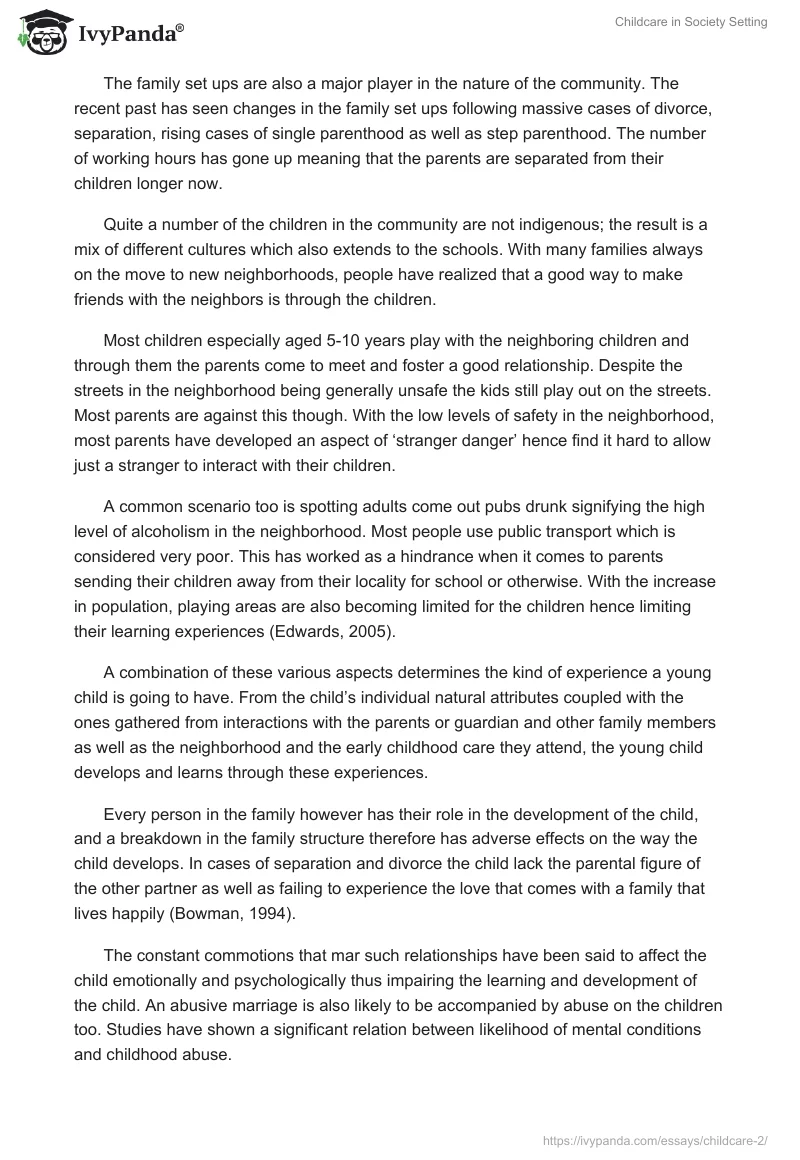 Childcare in Society Setting. Page 3