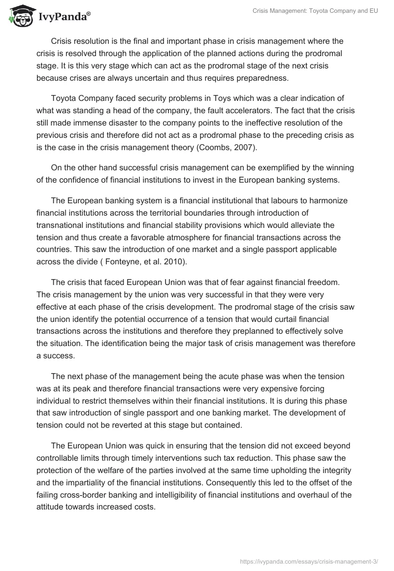 Crisis Management: Toyota Company and EU. Page 4