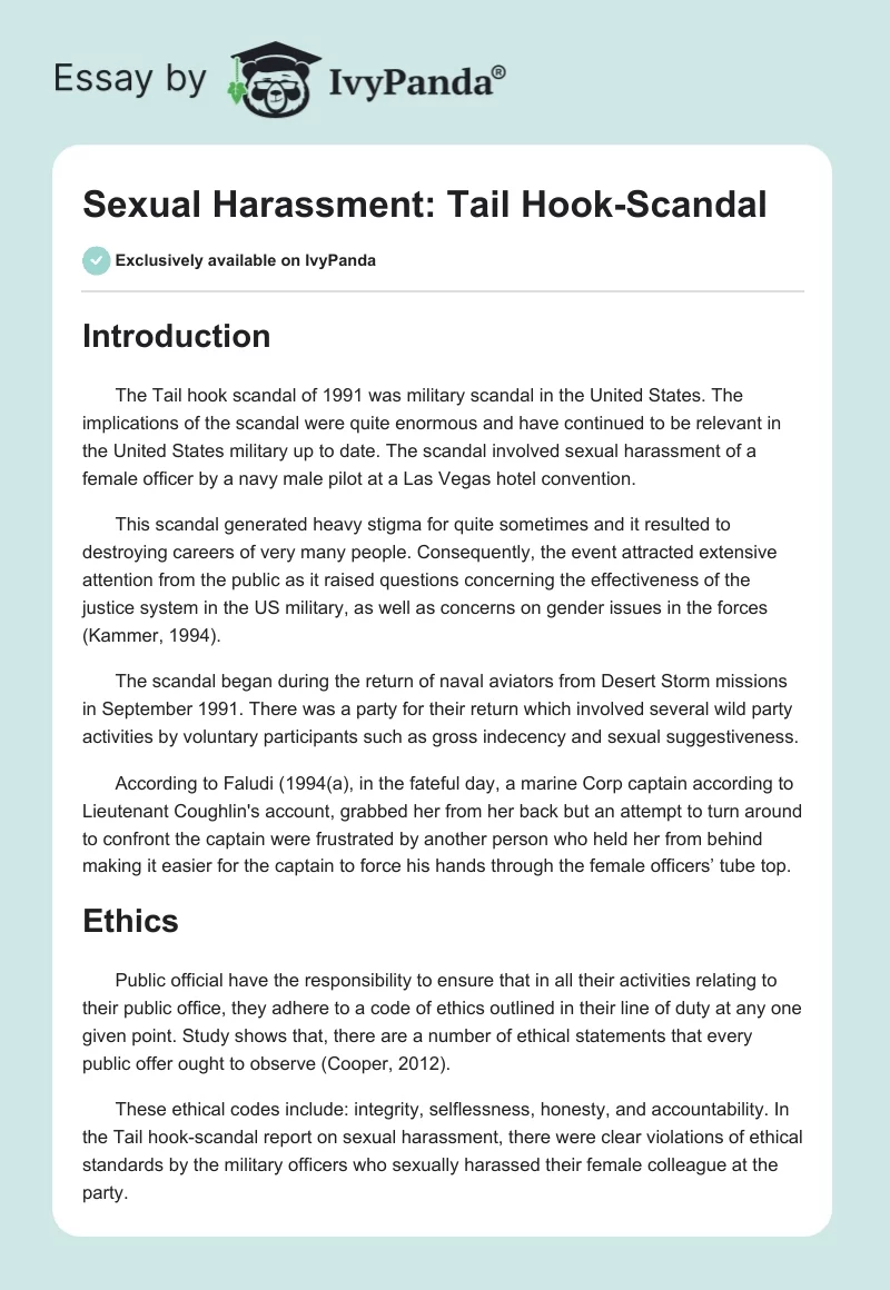 Sexual Harassment: Tail Hook-Scandal. Page 1