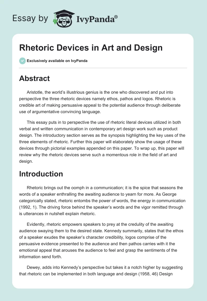 Rhetoric Devices in Art and Design. Page 1