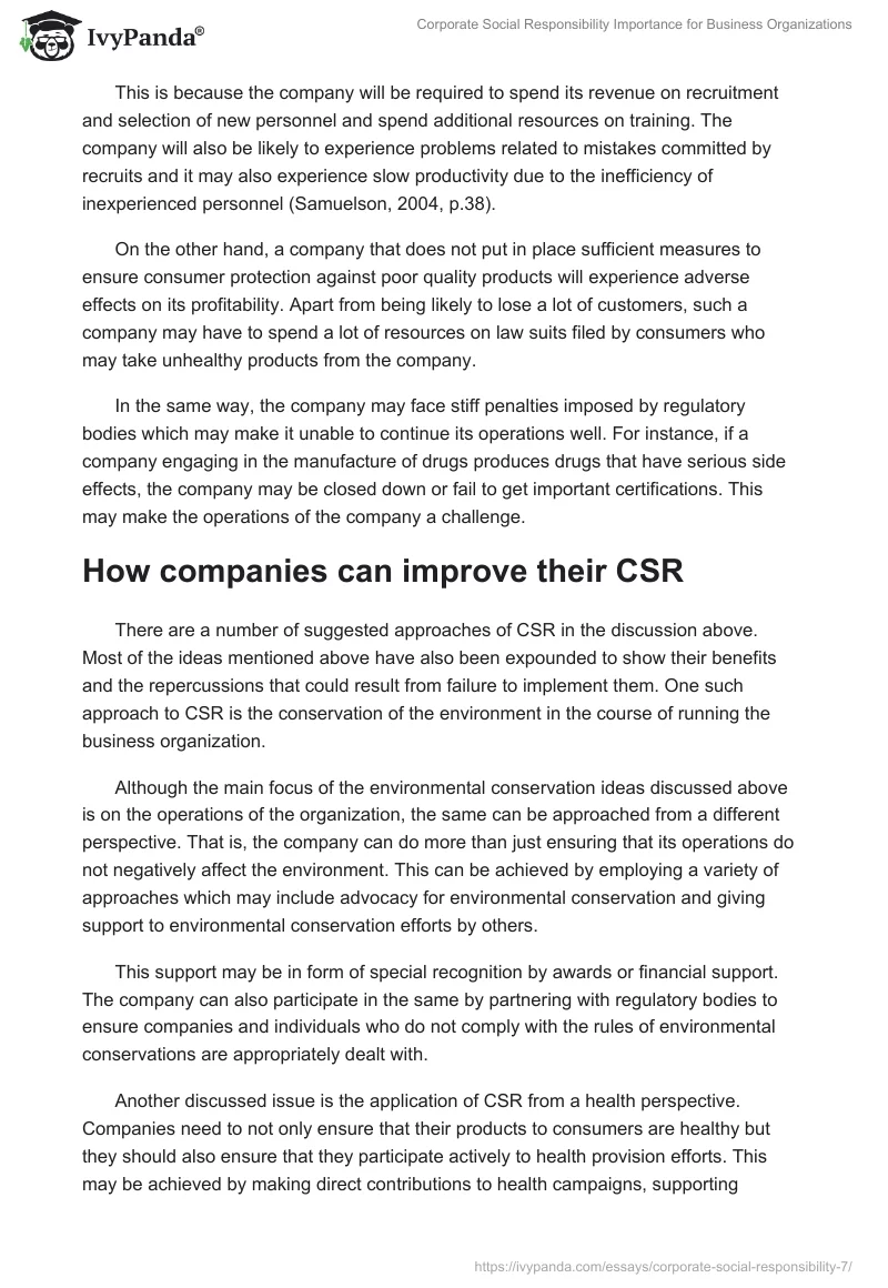 Corporate Social Responsibility Importance for Business Organizations. Page 4