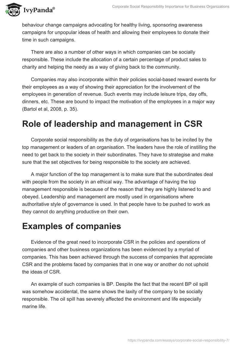 Corporate Social Responsibility Importance for Business Organizations. Page 5
