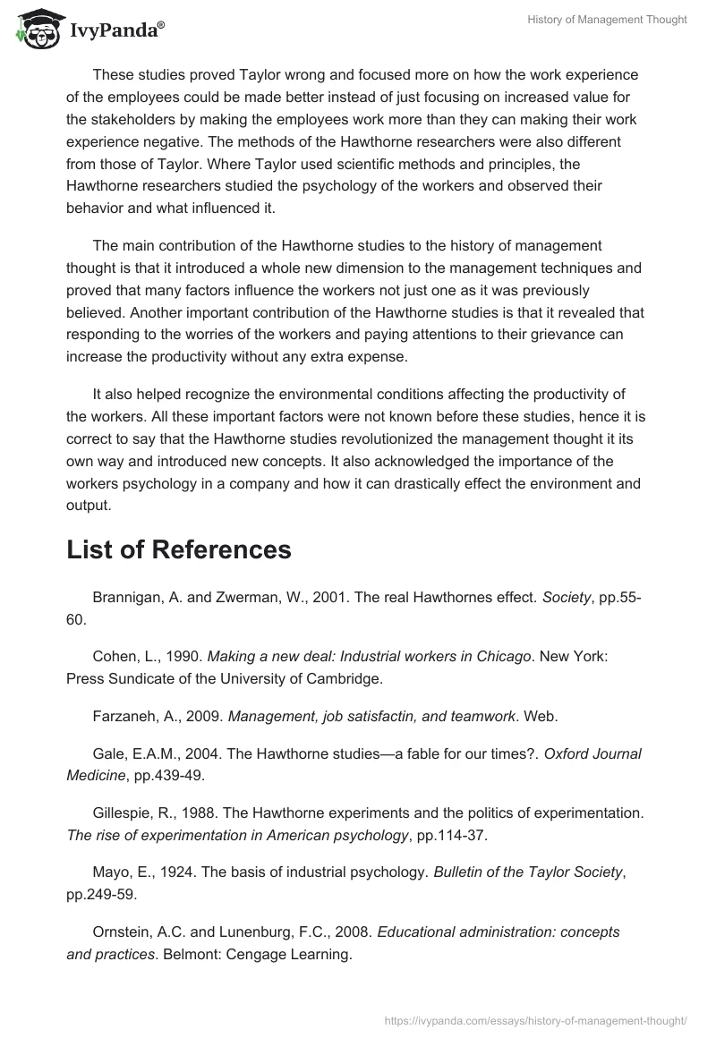 History of Management Thought. Page 4