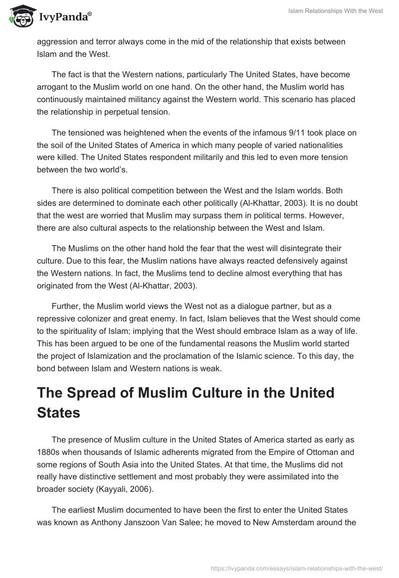 Islam Relationships With the West. Page 2