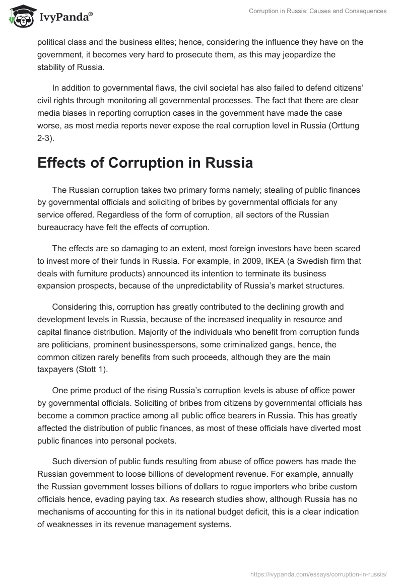 Corruption in Russia: Causes and Consequences. Page 3