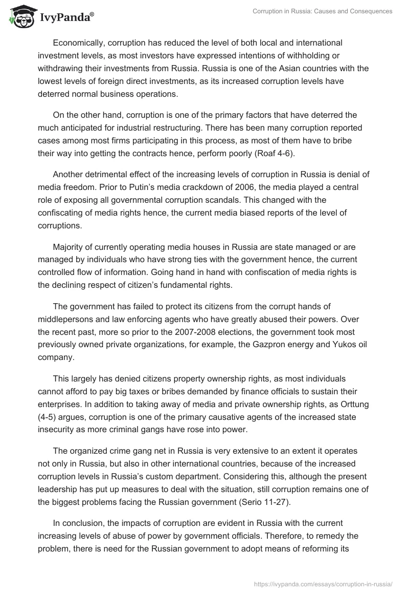 Corruption in Russia: Causes and Consequences. Page 4