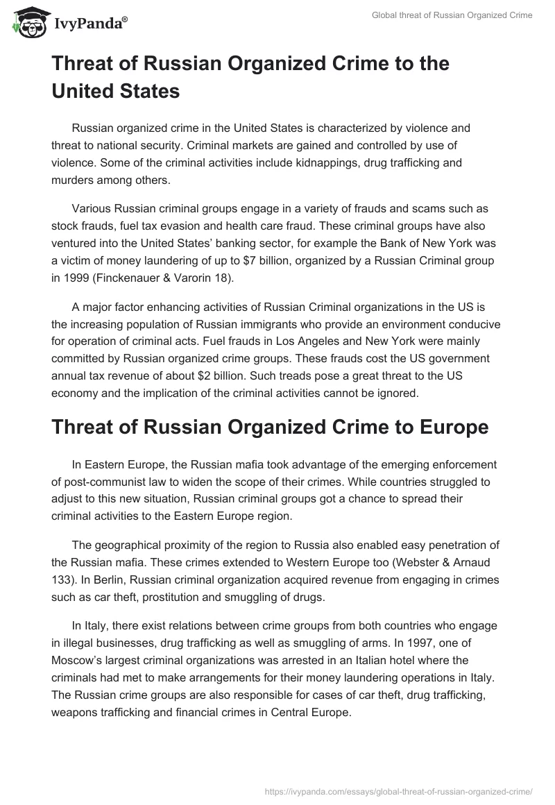 Global Threat of Russian Organized Crime. Page 5