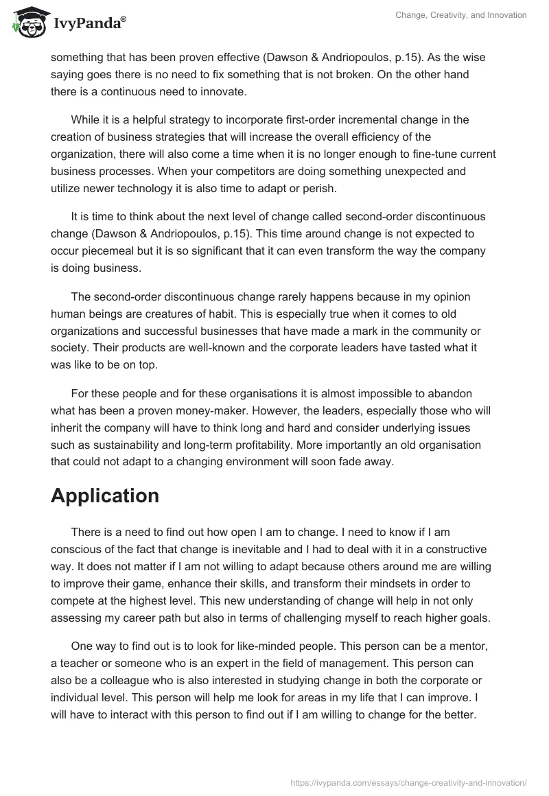 Change, Creativity, and Innovation. Page 2