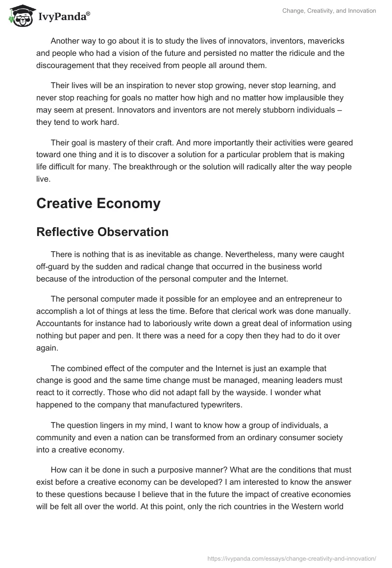 Change, Creativity, and Innovation. Page 3