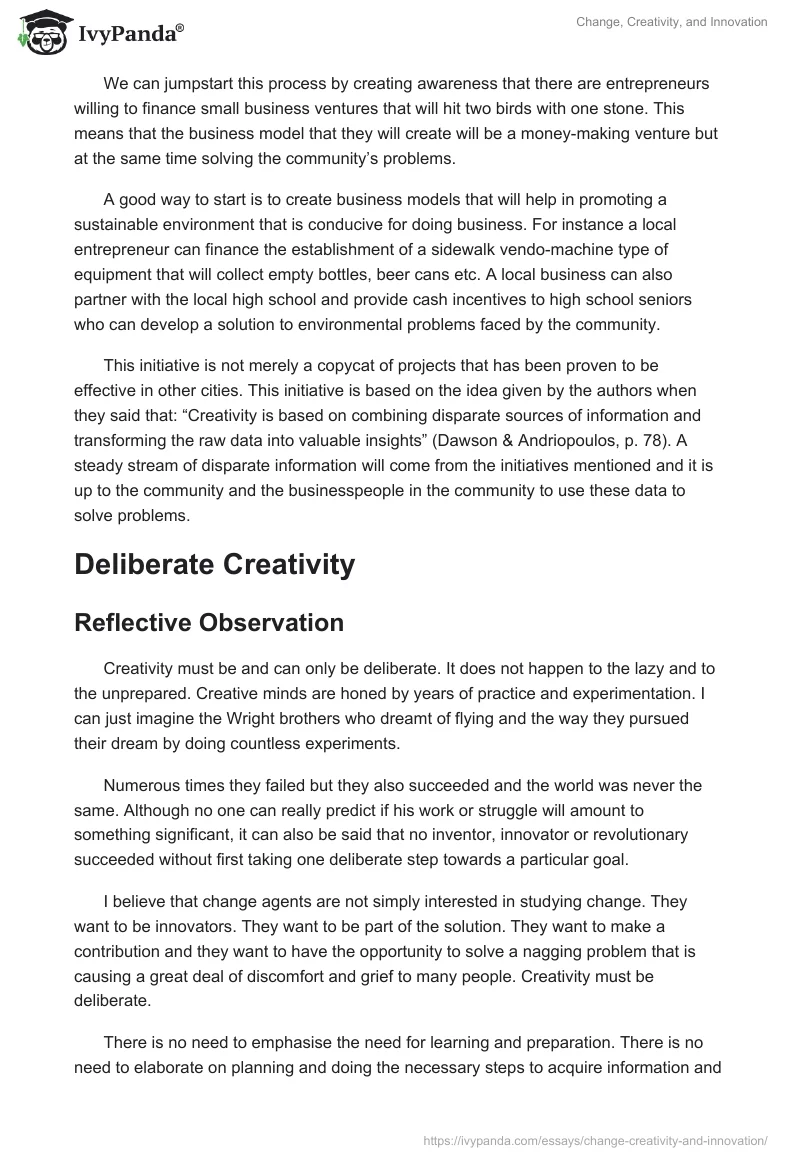 Change, Creativity, and Innovation. Page 5