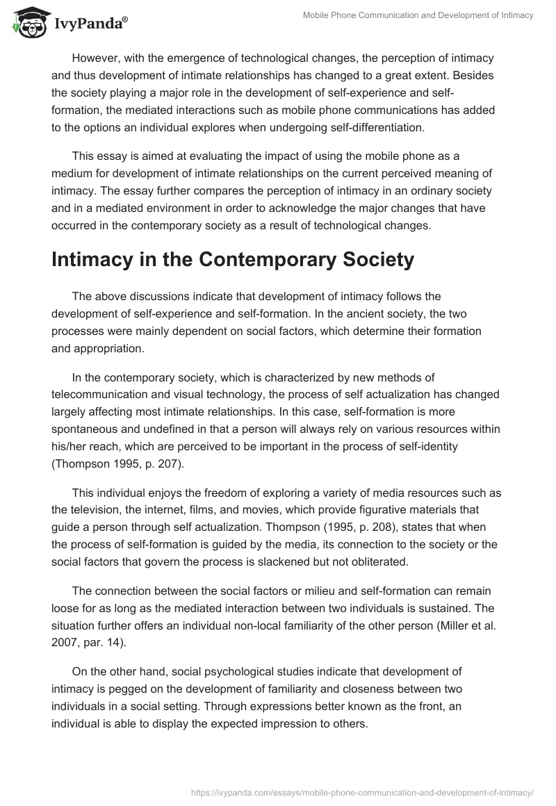 Mobile Phone Communication and Development of Intimacy. Page 2