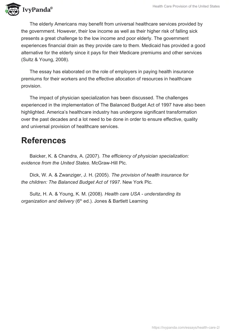Health Care Provision of the United States. Page 3