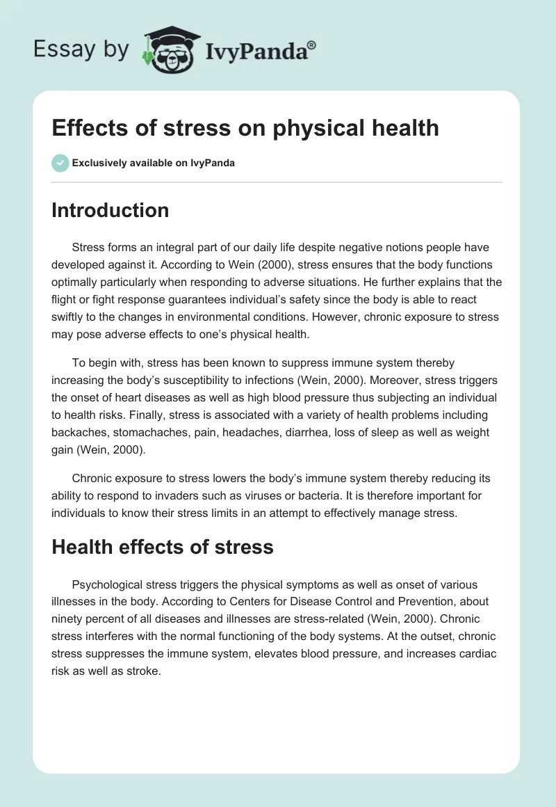 Effects of stress on physical health. Page 1