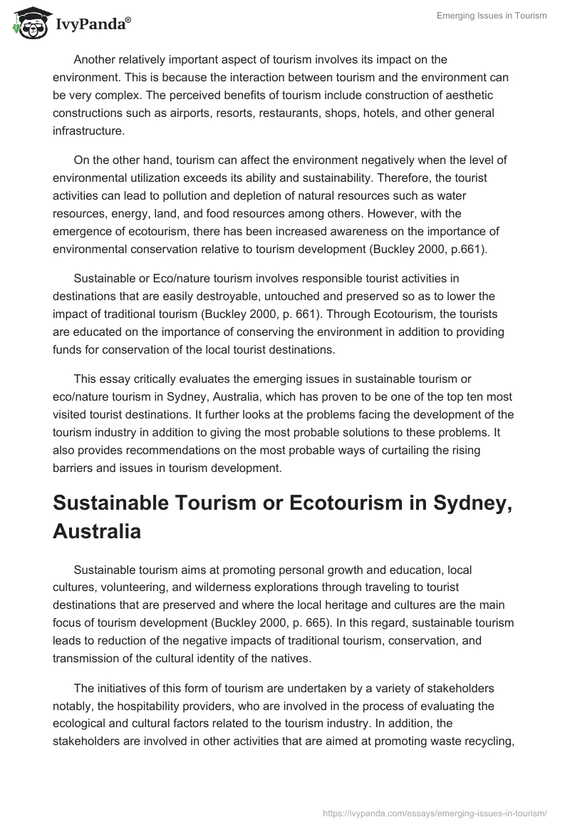 Emerging Issues in Tourism. Page 3