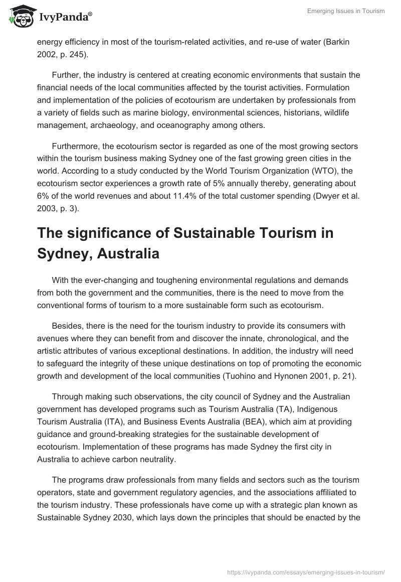 Emerging Issues in Tourism. Page 4