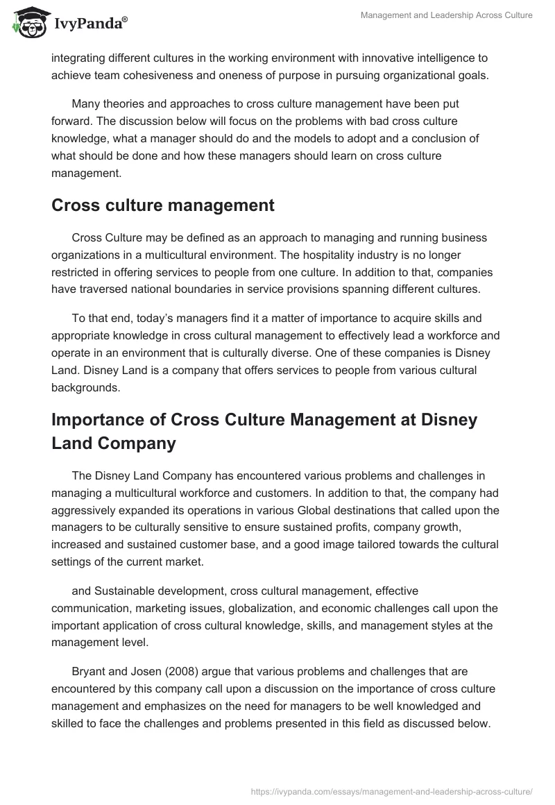 Management and Leadership Across Culture. Page 2