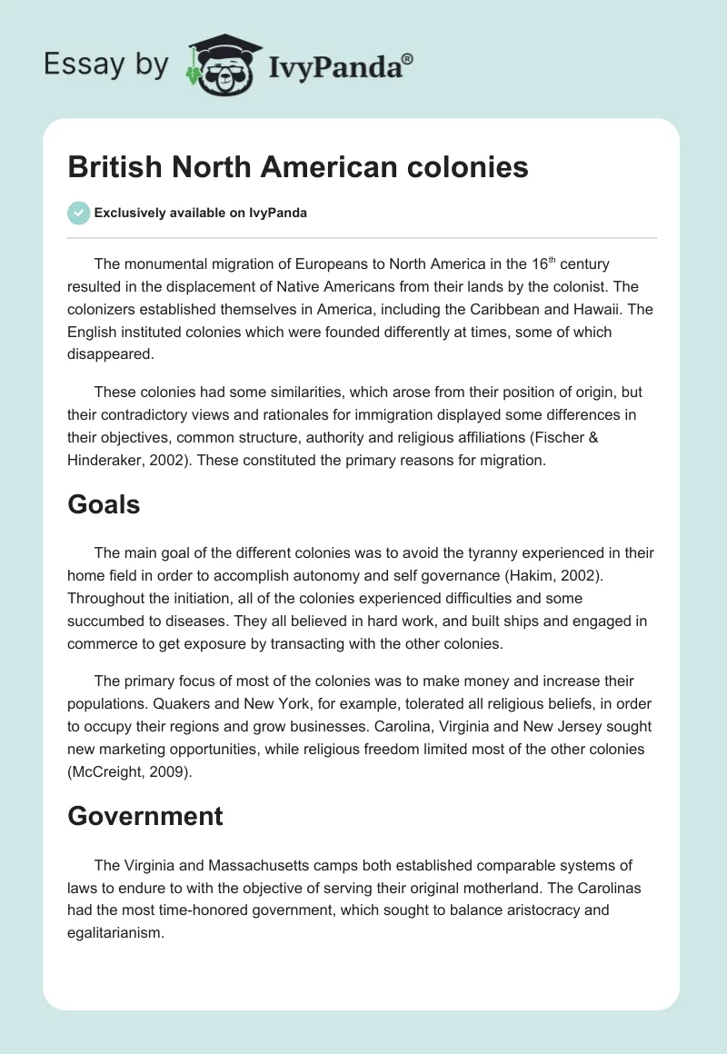 British North American colonies. Page 1