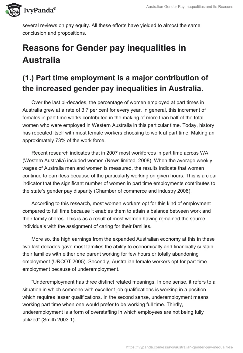 Australian Gender Pay Inequalities and Its Reasons. Page 2