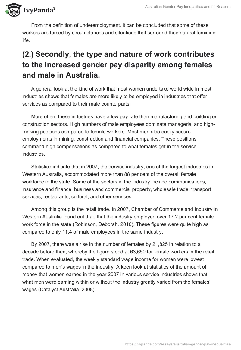 Australian Gender Pay Inequalities and Its Reasons. Page 3