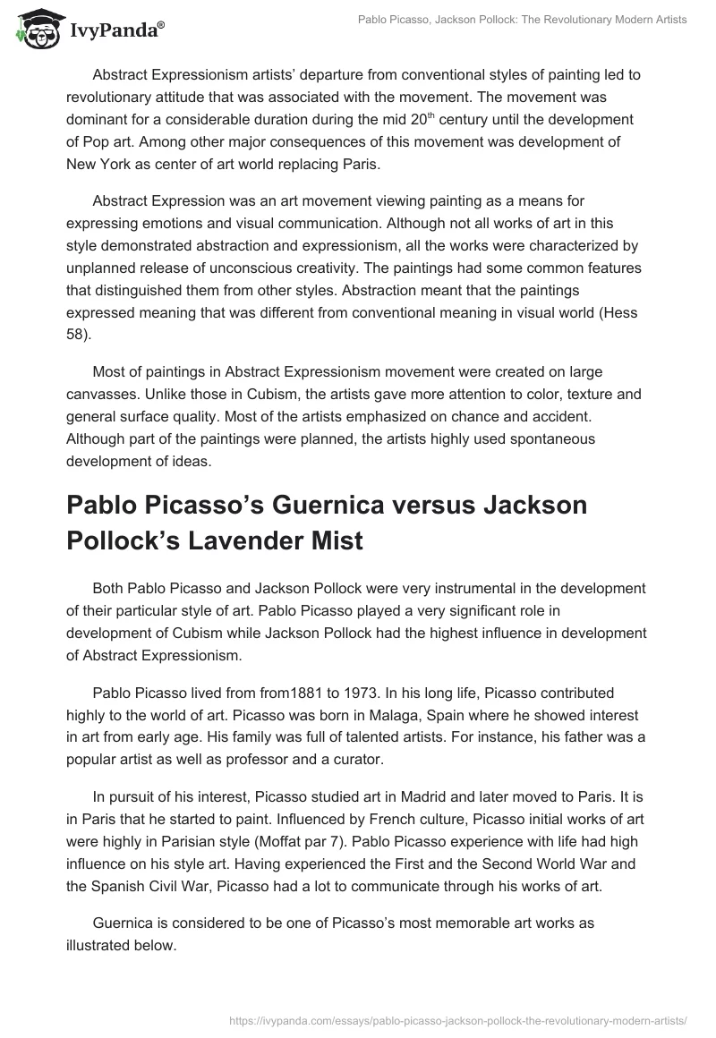 Pablo Picasso, Jackson Pollock: The Revolutionary Modern Artists. Page 5