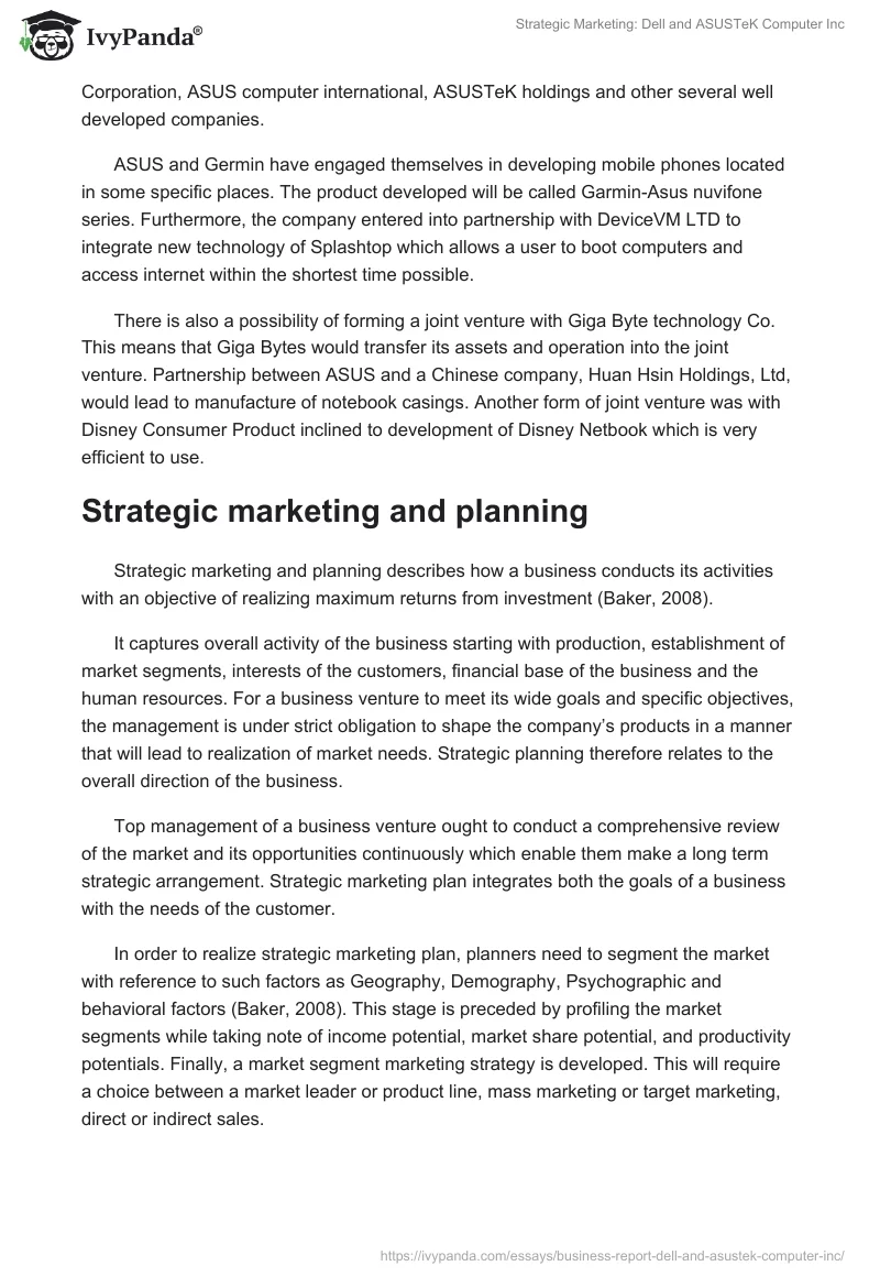 Strategic Marketing: Dell and ASUSTeK Computer Inc.. Page 4