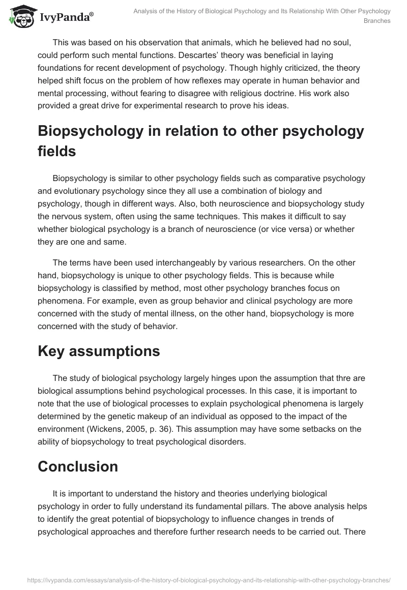 Analysis of the History of Biological Psychology and Its Relationship With Other Psychology Branches. Page 3
