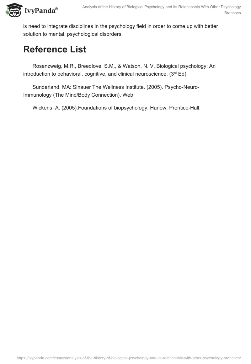 Analysis of the History of Biological Psychology and Its Relationship With Other Psychology Branches. Page 4