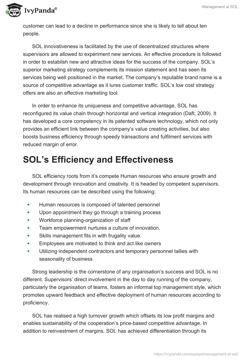 Management at SOL. Page 3