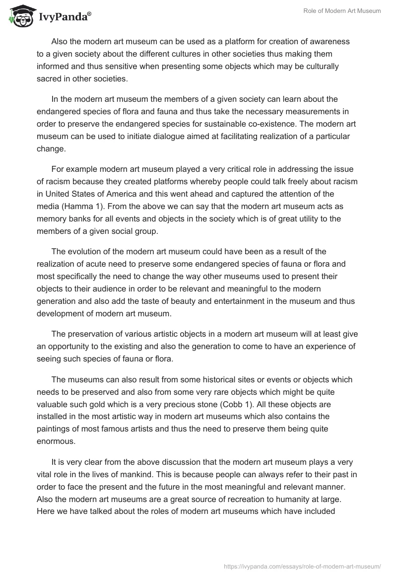 Role of Modern Art Museum. Page 4