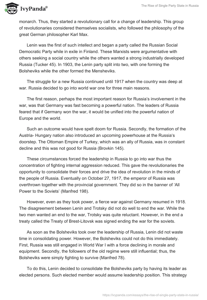 The Rise of Single Party State in Russia. Page 2