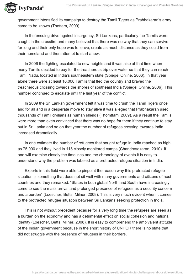The Protracted Sri Lankan Refugee Situation in India: Challenges and Possible Solutions. Page 3