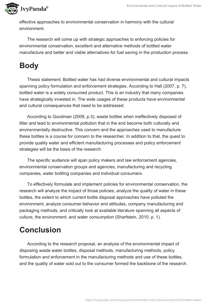 Environmental and Cultural Impact of Bottled Water. Page 2