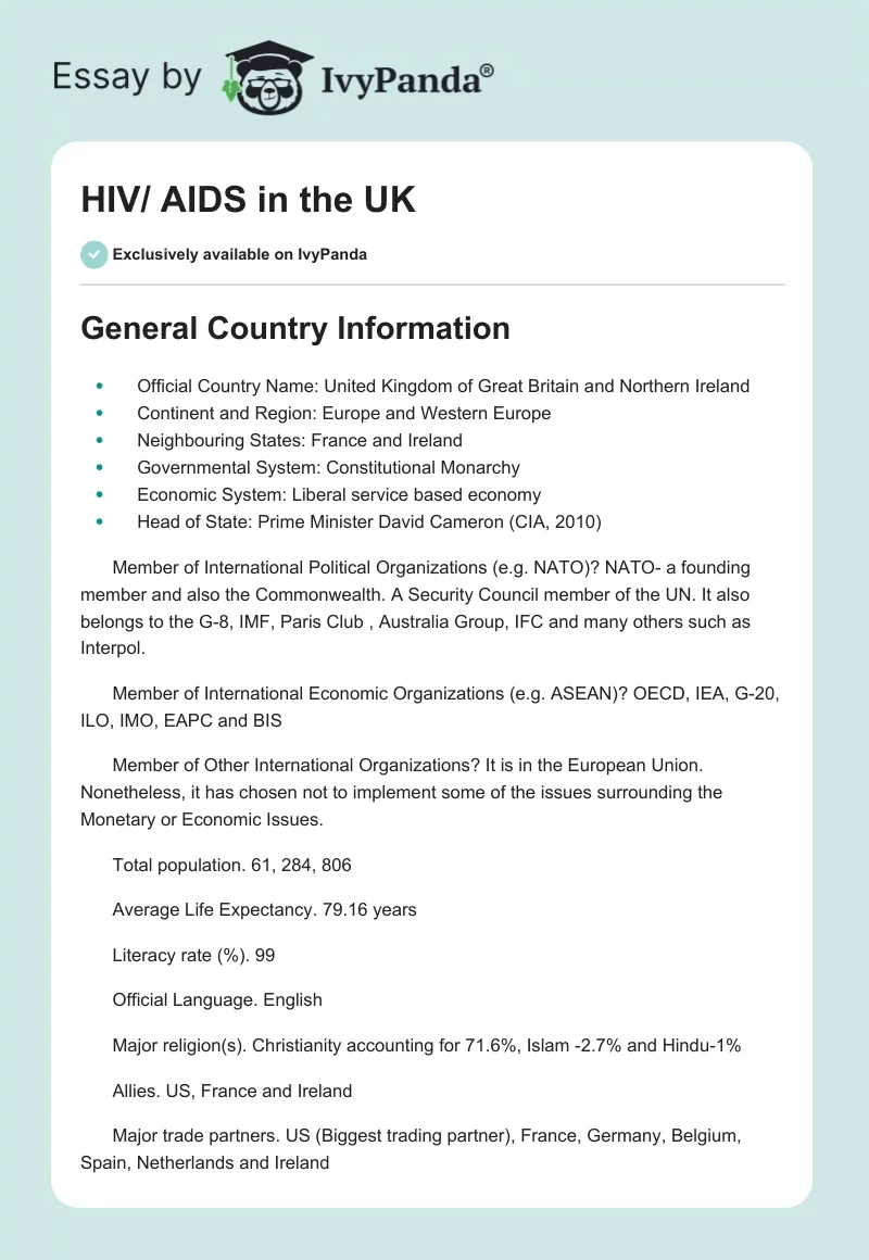 HIV/AIDS in the UK. Page 1
