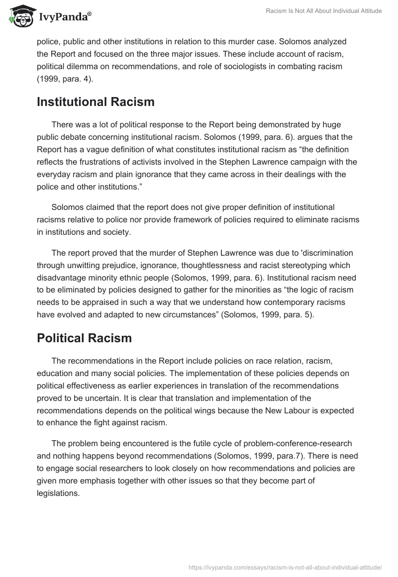 Racism Is Not All About Individual Attitude. Page 2
