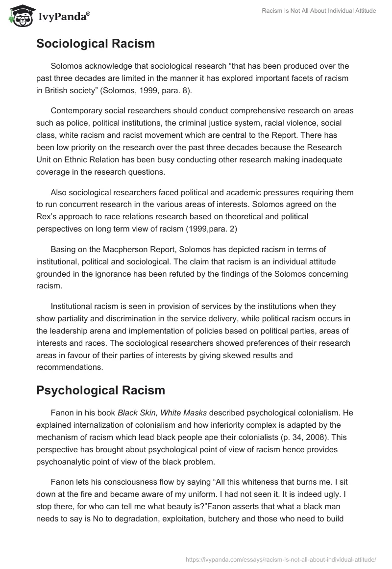 Racism Is Not All About Individual Attitude. Page 3