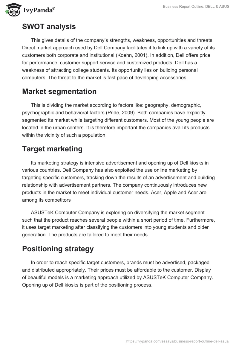Business Report Outline: DELL & ASUS. Page 2