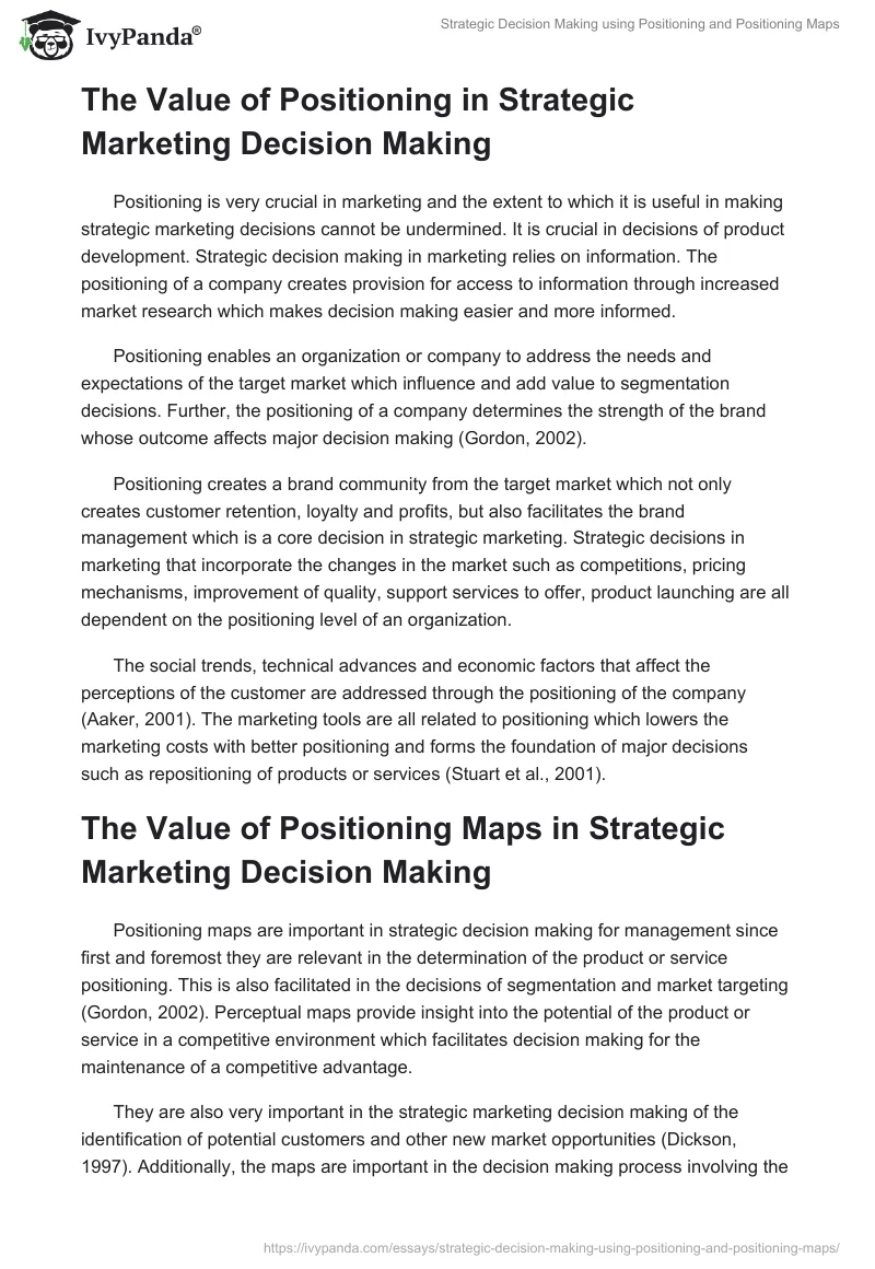 Strategic Decision Making using Positioning and Positioning Maps. Page 3