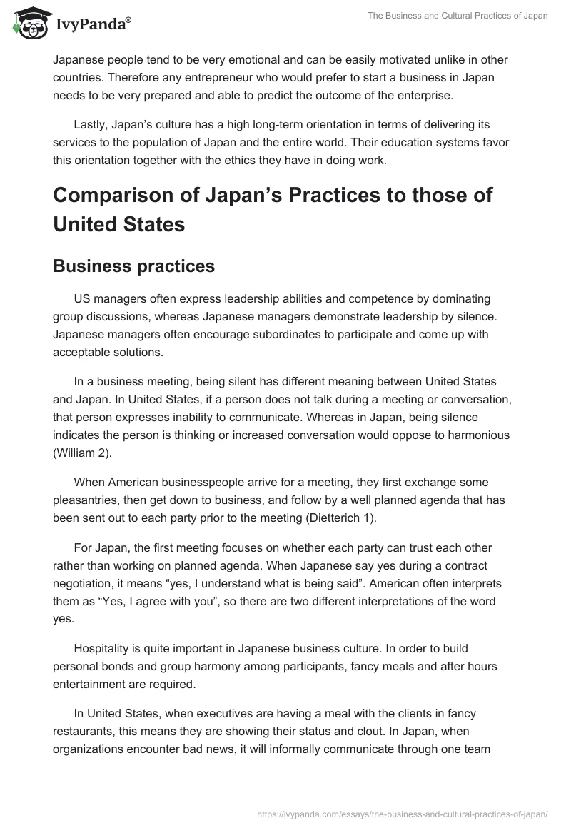 The Business and Cultural Practices of Japan. Page 5