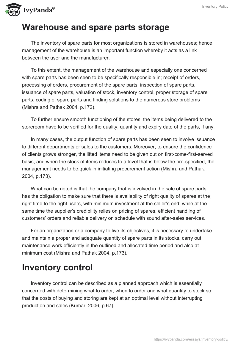 Inventory Policy. Page 2