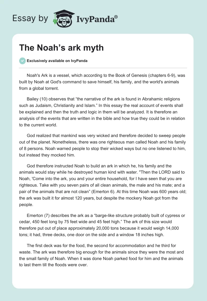 The Noah’s ark myth. Page 1